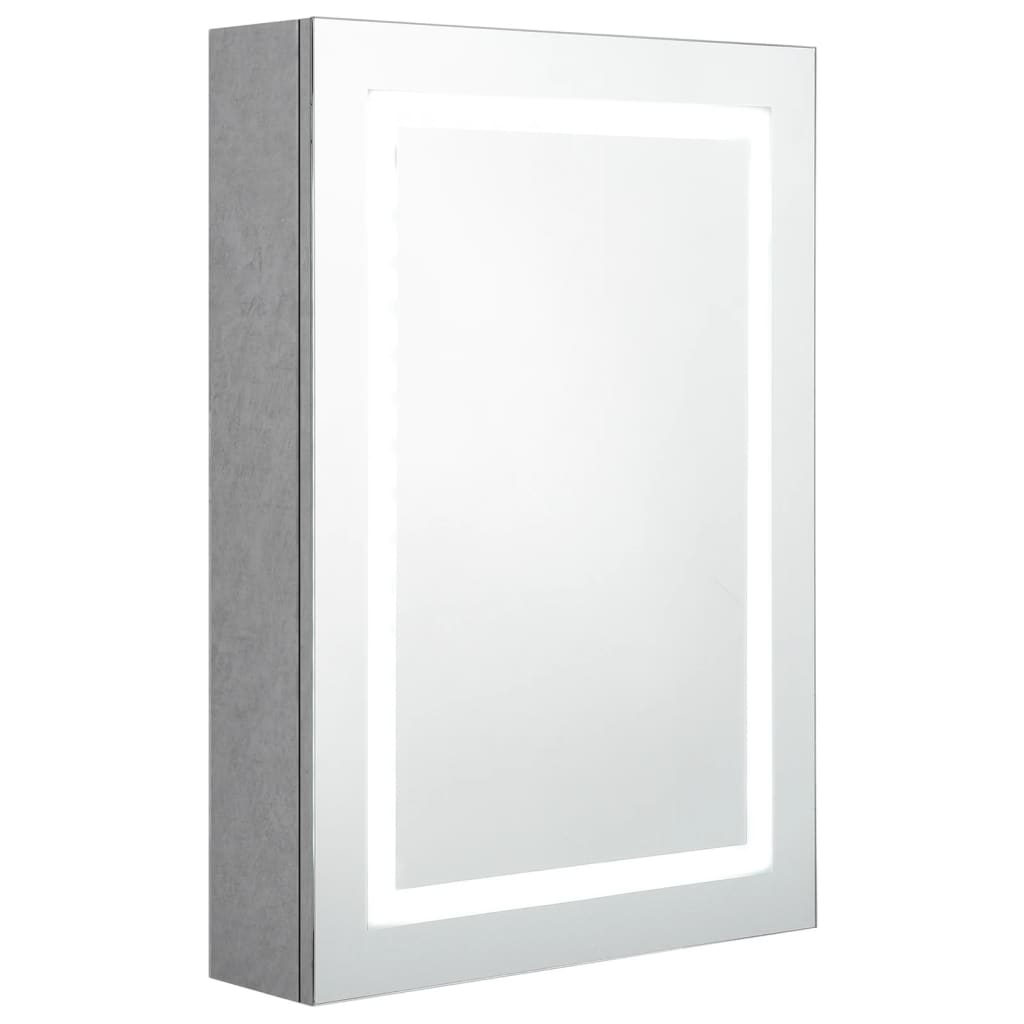 Armadietto Bagno con Specchio e LED Grigio Cemento 50x13x70 cm - homemem39