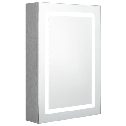 Armadietto Bagno con Specchio e LED Grigio Cemento 50x13x70 cm - homemem39
