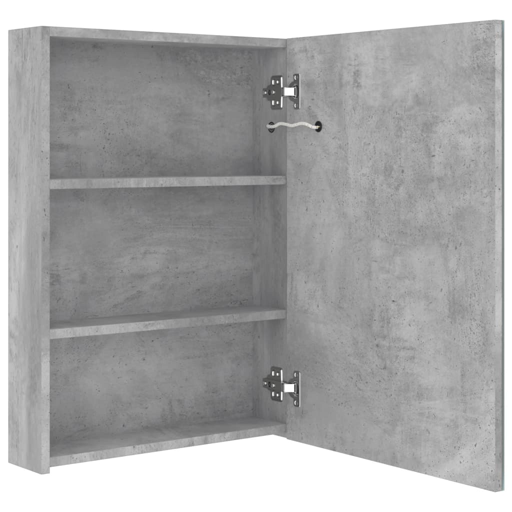Armadietto Bagno con Specchio e LED Grigio Cemento 50x13x70 cm - homemem39
