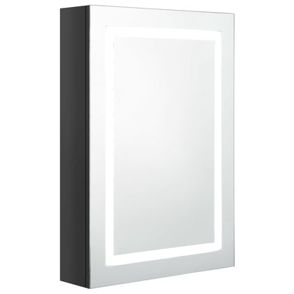 Armadietto Bagno con Specchio e LED Nero Lucido 50x13x70 cm | homemem39