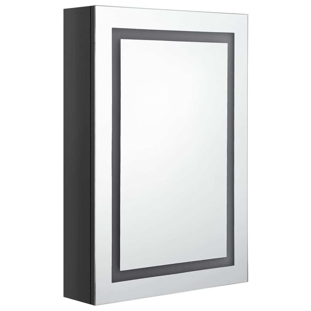 Armadietto Bagno con Specchio e LED Nero Lucido 50x13x70 cm | homemem39