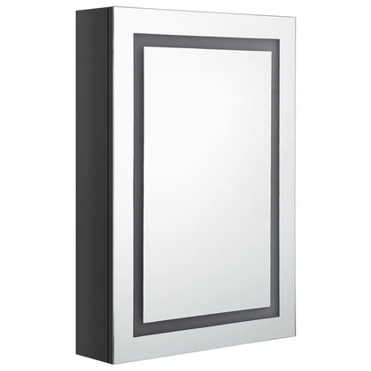 Armadietto Bagno con Specchio e LED Nero Lucido 50x13x70 cm | homemem39