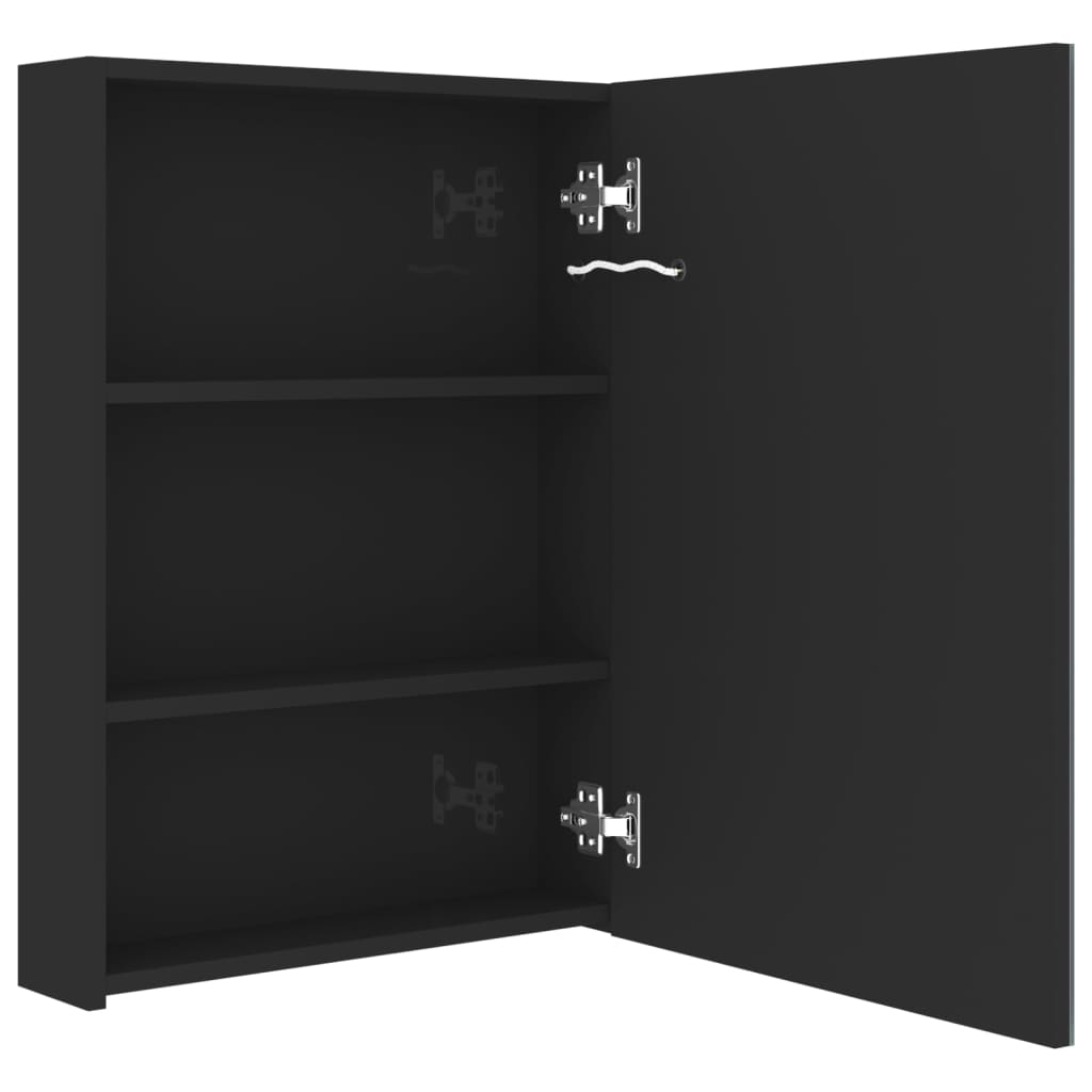 Armadietto Bagno con Specchio e LED Nero Lucido 50x13x70 cm | homemem39