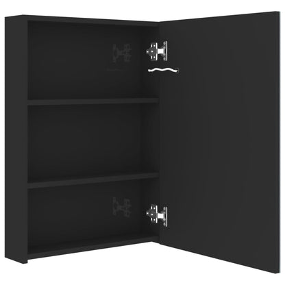 Armadietto Bagno con Specchio e LED Nero Lucido 50x13x70 cm | homemem39