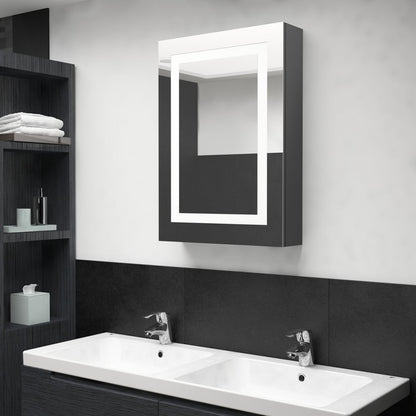 Armadietto Bagno con Specchio e LED Grigio 50x13x70 cm | homemem39
