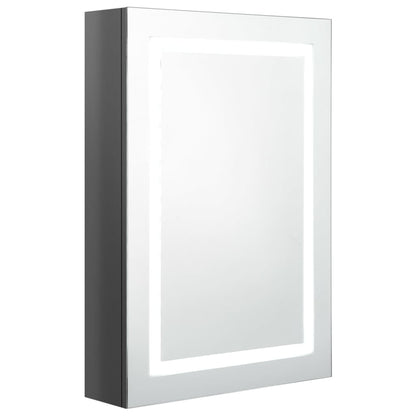 Armadietto Bagno con Specchio e LED Grigio Lucido 50x13x70 cm | homemem39