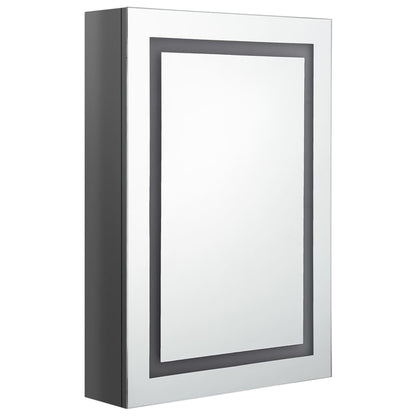 Armadietto Bagno con Specchio e LED Grigio Lucido 50x13x70 cm | homemem39