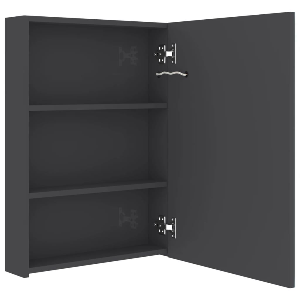 Armadietto Bagno con Specchio e LED Grigio Lucido 50x13x70 cm | homemem39