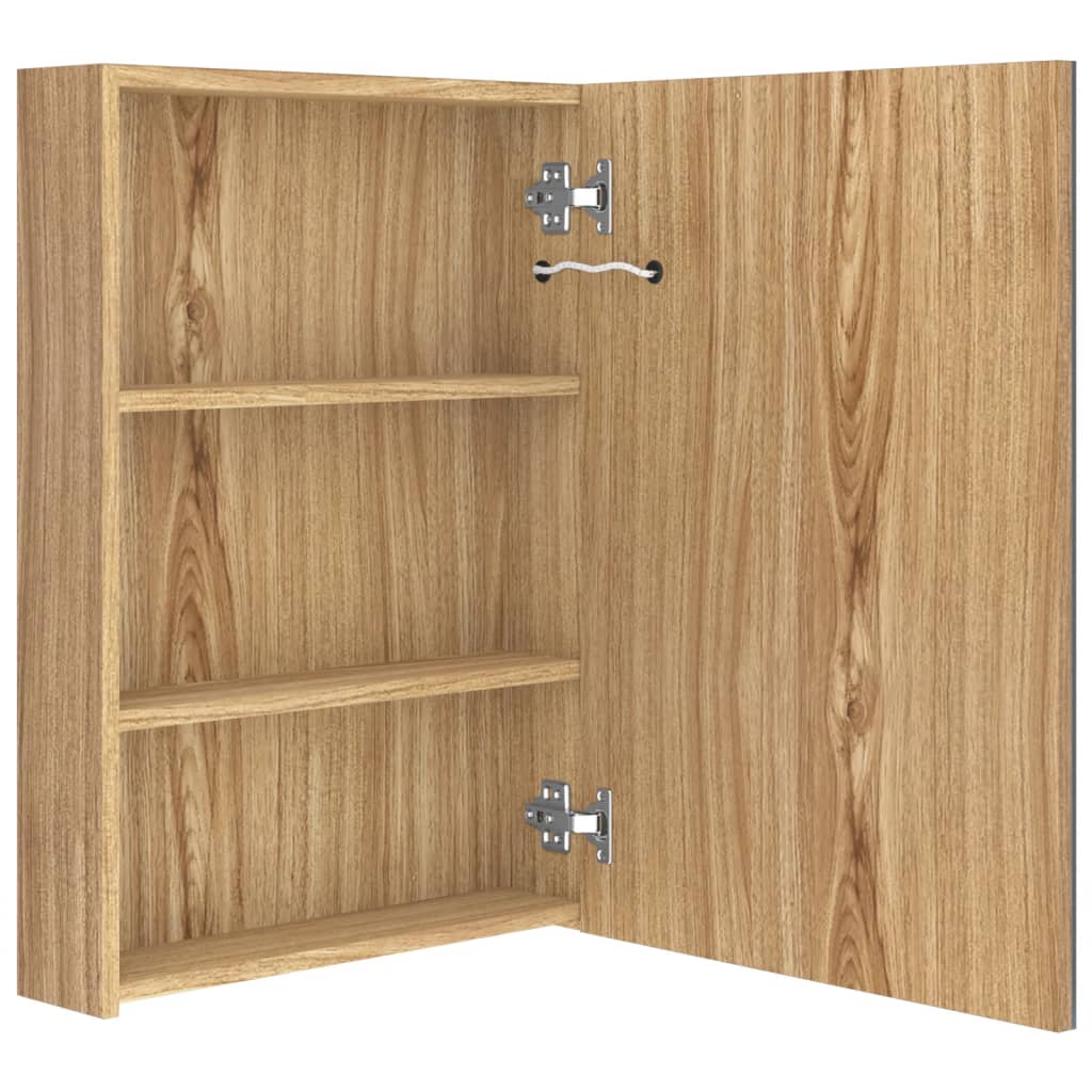 Armadietto Bagno con Specchio e LED Rovere 50x13x70 cm - homemem39
