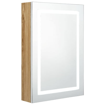 Armadietto Bagno con Specchio e LED Bianco e Rovere 50x13x70 cm - homemem39