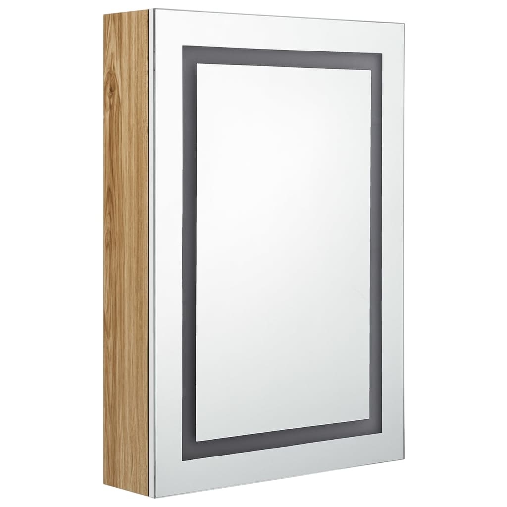 Armadietto Bagno con Specchio e LED Bianco e Rovere 50x13x70 cm - homemem39