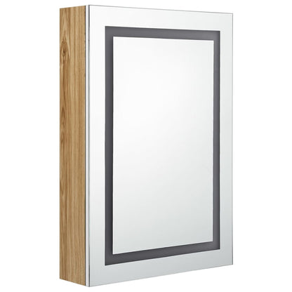 Armadietto Bagno con Specchio e LED Bianco e Rovere 50x13x70 cm - homemem39