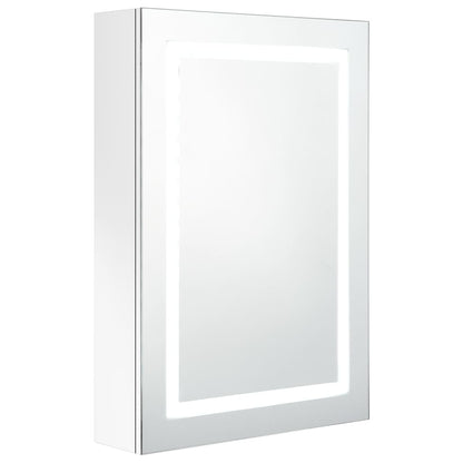 Armadietto Bagno con Specchio e LED Bianco Lucido 50x13x70 cm | homemem39