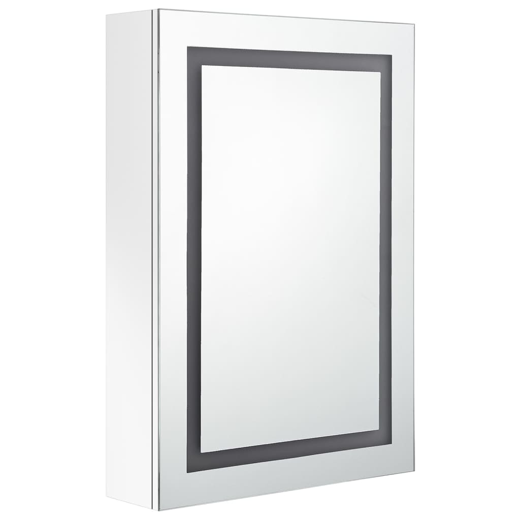 Armadietto Bagno con Specchio e LED Bianco Lucido 50x13x70 cm | homemem39