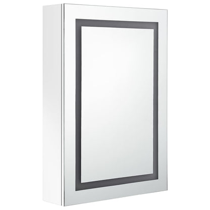 Armadietto Bagno con Specchio e LED Bianco Lucido 50x13x70 cm | homemem39