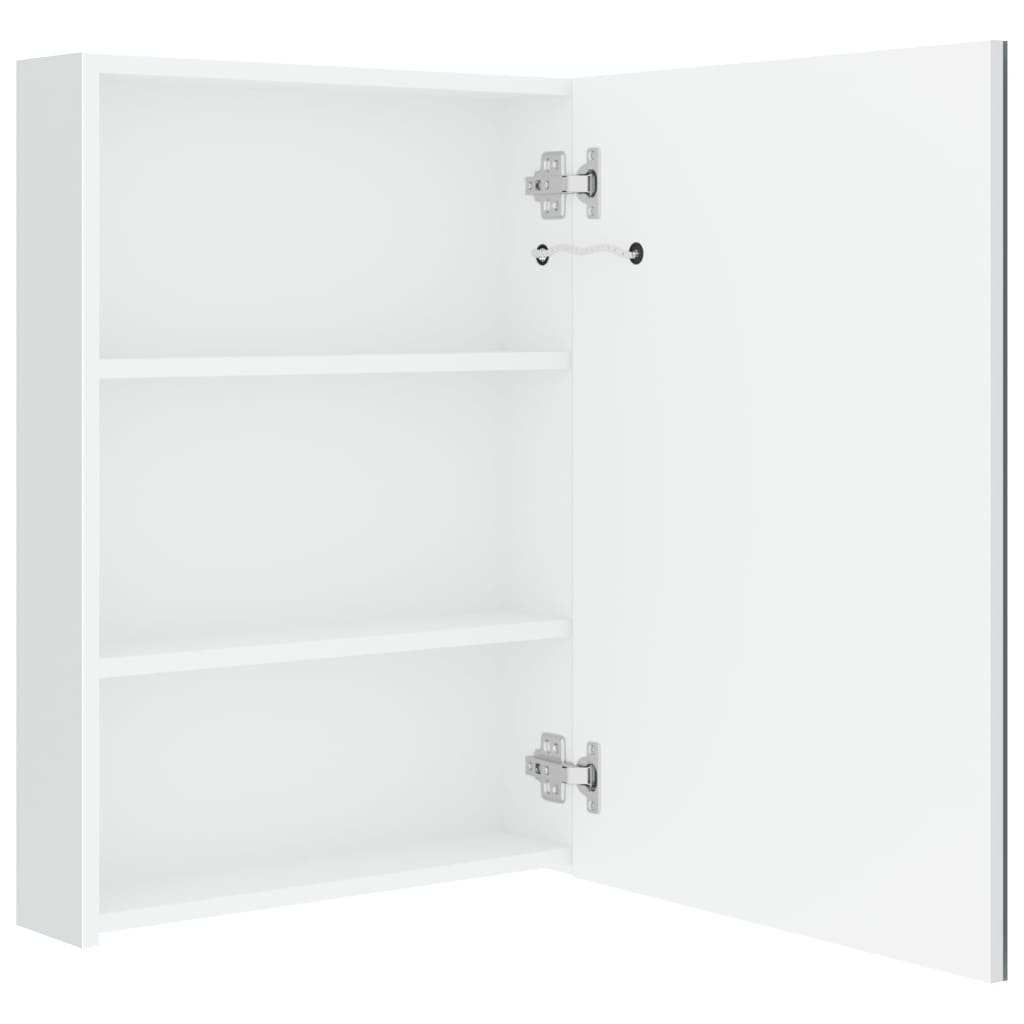 Armadietto Bagno con Specchio e LED Bianco Lucido 50x13x70 cm | homemem39