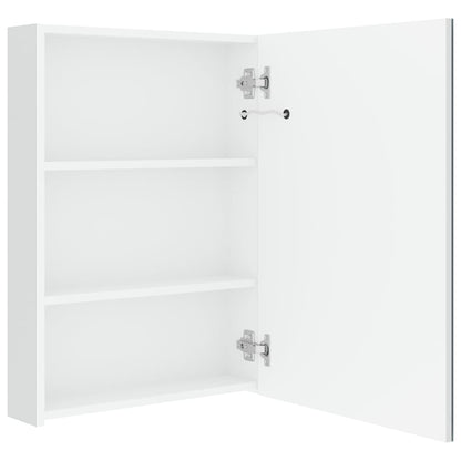 Armadietto Bagno con Specchio e LED Bianco Lucido 50x13x70 cm | homemem39
