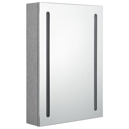 Armadietto Bagno con Specchio e LED Grigio Cemento 50x13x70 cm - homemem39
