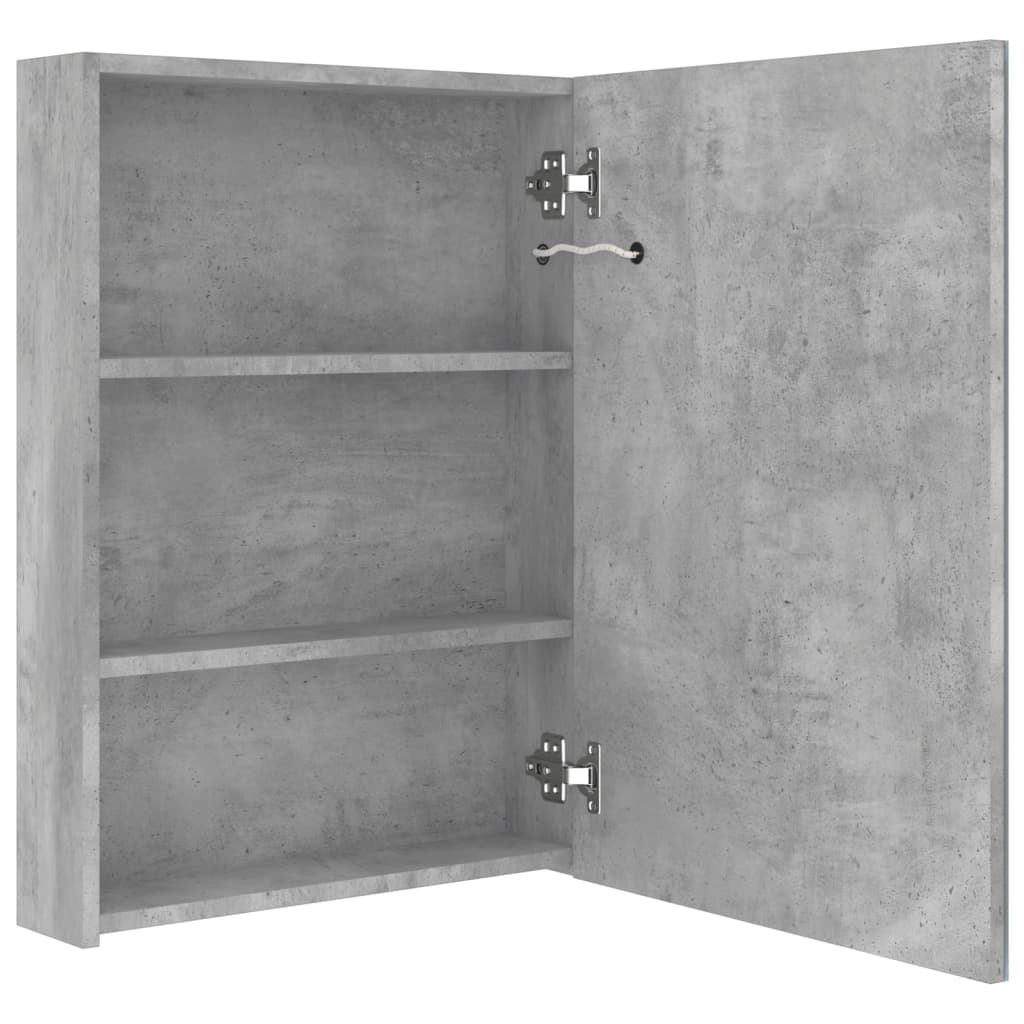 Armadietto Bagno con Specchio e LED Grigio Cemento 50x13x70 cm - homemem39