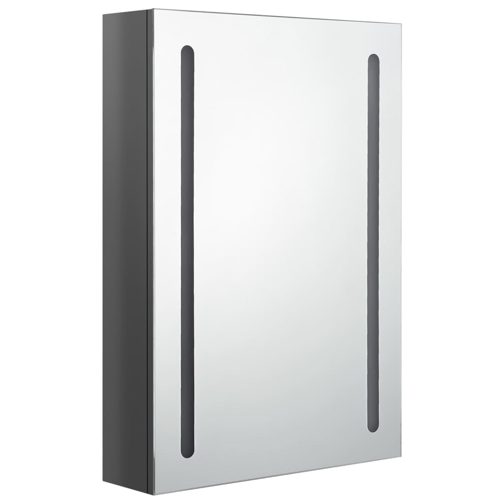 Armadietto Bagno con Specchio e LED Grigio Lucido 50x13x70 cm - homemem39