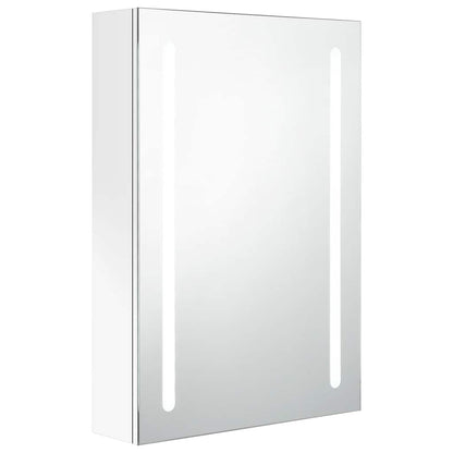Armadietto Bagno con Specchio e LED Bianco Lucido 50x13x70 cm | homemem39