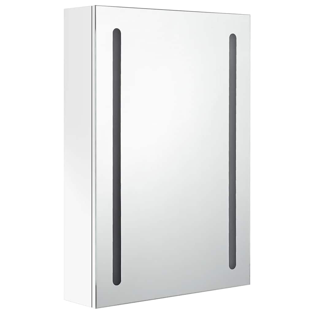 Armadietto Bagno con Specchio e LED Bianco Lucido 50x13x70 cm | homemem39