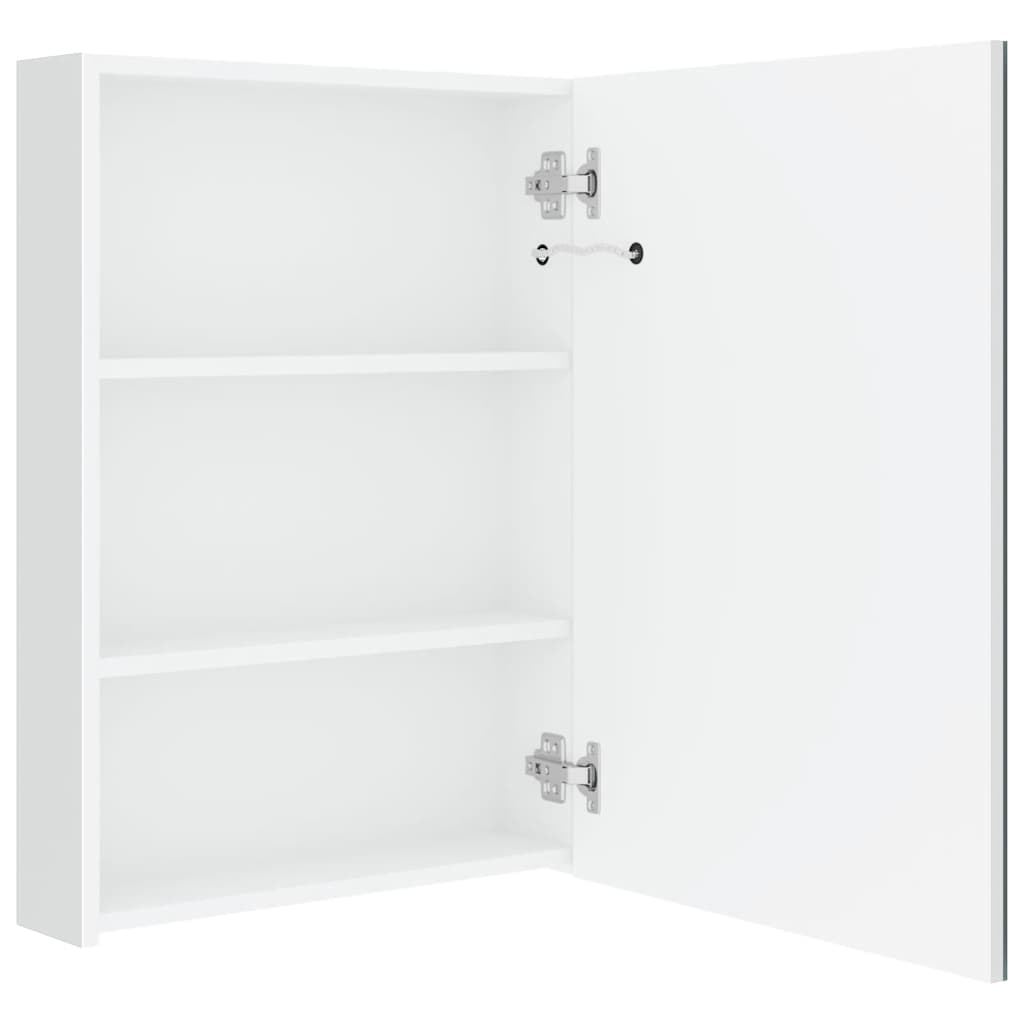 Armadietto Bagno con Specchio e LED Bianco Lucido 50x13x70 cm | homemem39