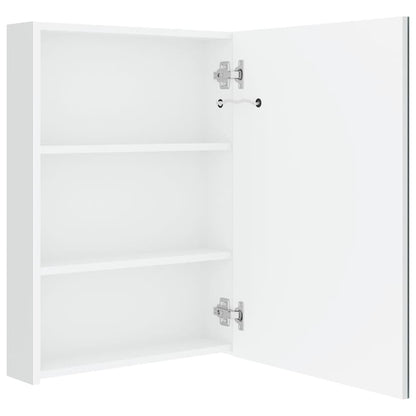 Armadietto Bagno con Specchio e LED Bianco Lucido 50x13x70 cm | homemem39