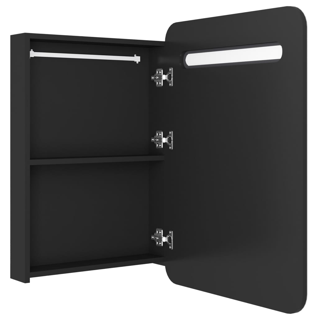 Armadietto a Specchio con LED Nero 60x11x80 cm in MDF | homemem39