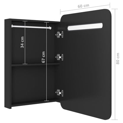 Armadietto a Specchio con LED Nero 60x11x80 cm in MDF | homemem39