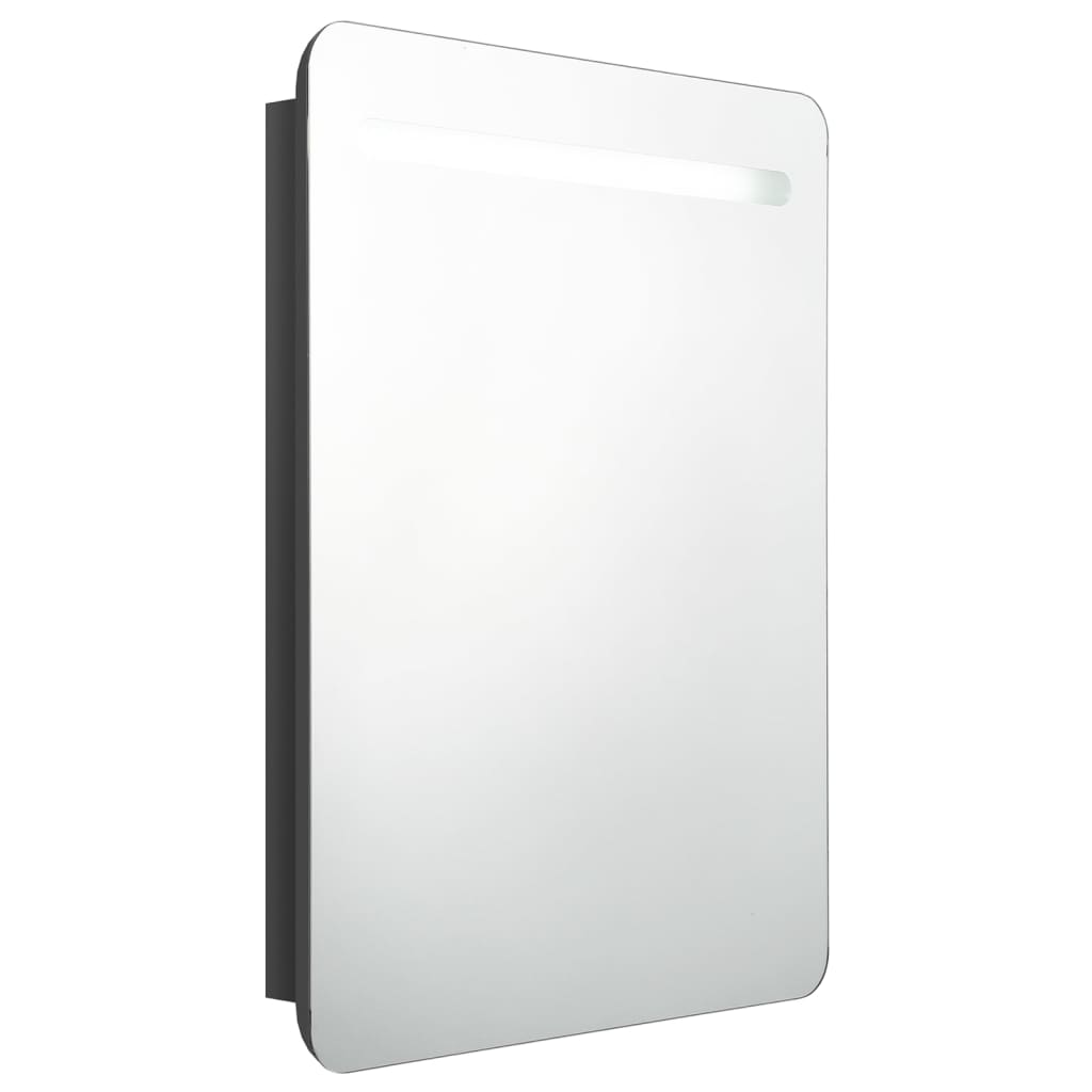 Armadietto Bagno con Specchio e LED Nero Lucido 60x11x80 cm | homemem39