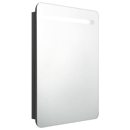 Armadietto Bagno con Specchio e LED Nero Lucido 60x11x80 cm | homemem39