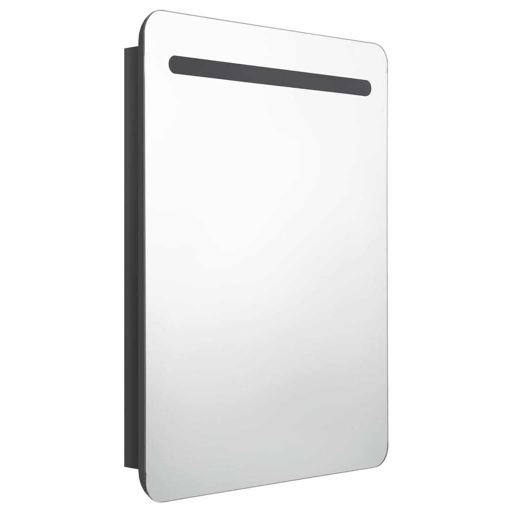 Armadietto Bagno con Specchio e LED Nero Lucido 60x11x80 cm | homemem39