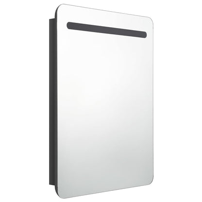 Armadietto Bagno con Specchio e LED Nero Lucido 60x11x80 cm | homemem39