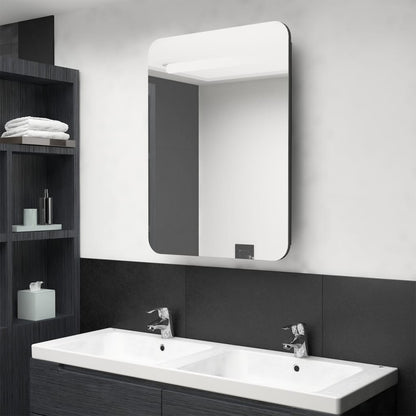 Armadietto Bagno con Specchio e LED Nero Lucido 60x11x80 cm | homemem39