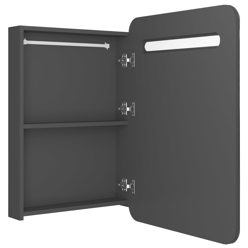 Armadietto Bagno con Specchio e LED Grigio 60x11x80 cm | homemem39