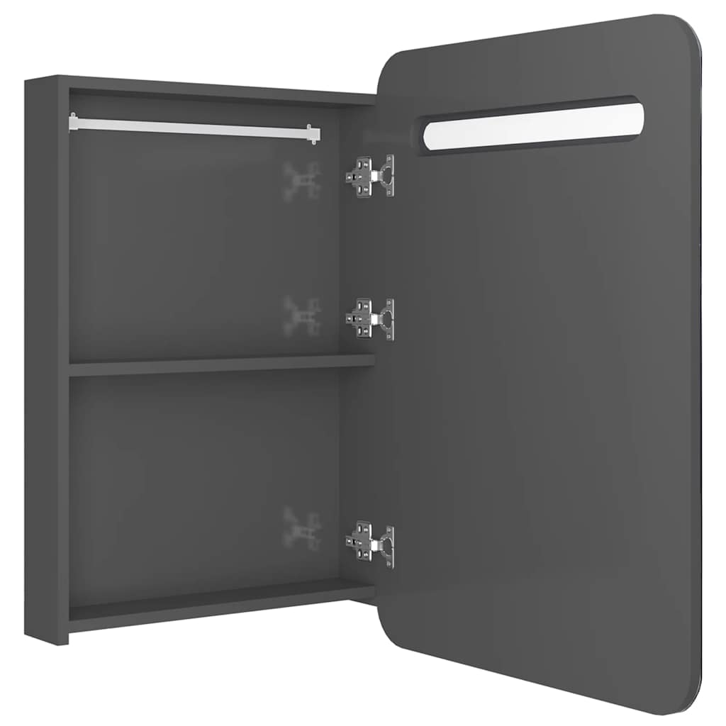 Armadietto Bagno con Specchio e LED Grigio Lucido 60x11x80 cm - homemem39