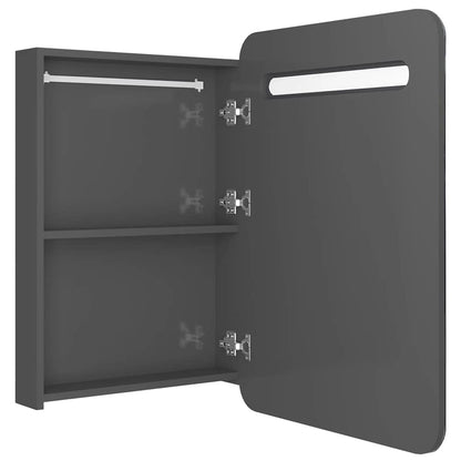 Armadietto Bagno con Specchio e LED Grigio Lucido 60x11x80 cm - homemem39