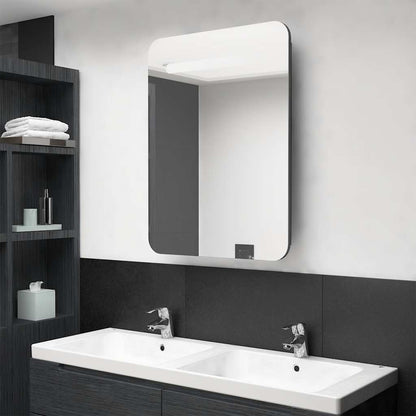 Armadietto Bagno con Specchio e LED Grigio Lucido 60x11x80 cm - homemem39