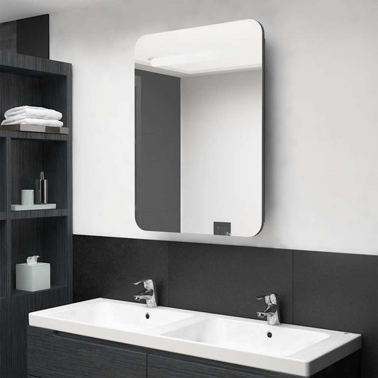 Armadietto Bagno con Specchio e LED Grigio Lucido 60x11x80 cm - homemem39