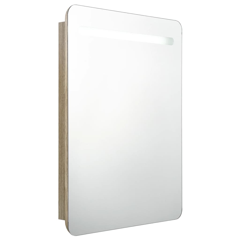 Armadietto Bagno con Specchio e LED Rovere 60x11x80 cm | homemem39