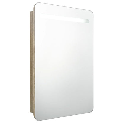 Armadietto Bagno con Specchio e LED Rovere 60x11x80 cm | homemem39