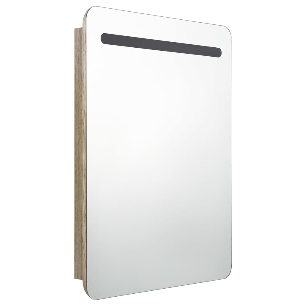 Armadietto Bagno con Specchio e LED Rovere 60x11x80 cm | homemem39