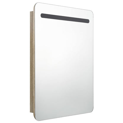 Armadietto Bagno con Specchio e LED Rovere 60x11x80 cm | homemem39