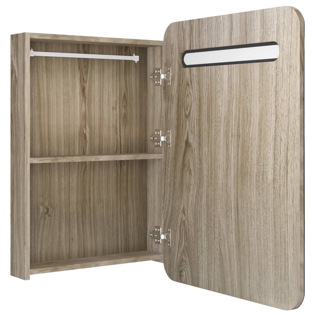 Armadietto Bagno con Specchio e LED Rovere 60x11x80 cm | homemem39