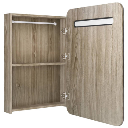 Armadietto Bagno con Specchio e LED Rovere 60x11x80 cm | homemem39