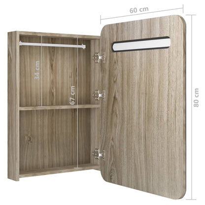 Armadietto Bagno con Specchio e LED Rovere 60x11x80 cm | homemem39