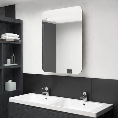 Armadietto Bagno con Specchio e LED Rovere 60x11x80 cm | homemem39