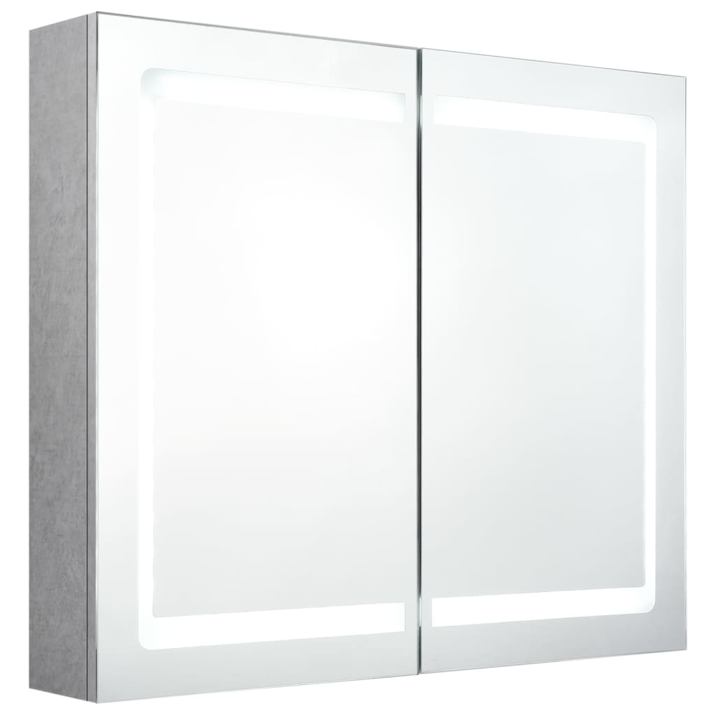 Armadietto Bagno con Specchio e LED Grigio Cemento 80x12x68 cm | homemem39