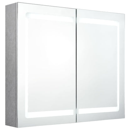 Armadietto Bagno con Specchio e LED Grigio Cemento 80x12x68 cm | homemem39
